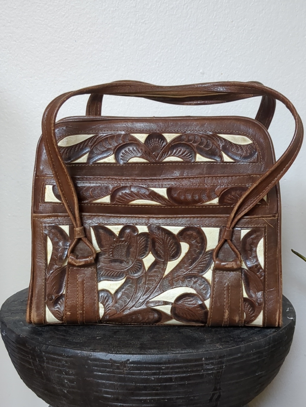 Vintage Tooled Leather Bag - Picture 3 of 5